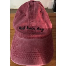 Baseball Cap Red ‘Bad Hair Day’ Factory Faded Adjustable  eb-21685394